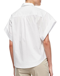 Theory Light Poplin Wide Short Sleeve Shirt, $255 | Neiman Marcus