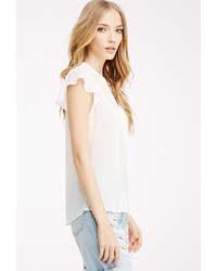 Forever 21 Pintuck Pleated Chiffon Blouse