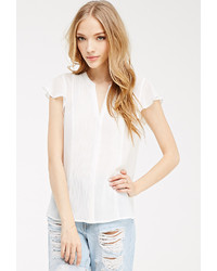 Forever 21 Pintuck Pleated Chiffon Blouse