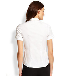 Peserico Pleated Short Sleeve Cotton Poplin Shirt