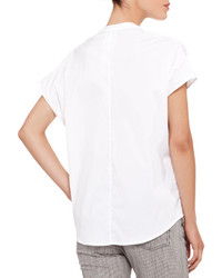 Armani Collezioni Short Sleeve Stretch Cotton Blouse White
