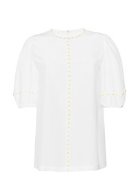 Dolce & Gabbana Silk Short Sleeved Blouse With Daisies