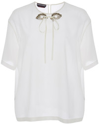 Rochas Silk Short Sleeved Blouse With Sequin Eye Detail