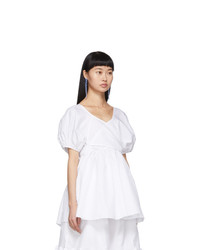 Cecilie Bahnsen White Angie Puff Sleeve Blouse