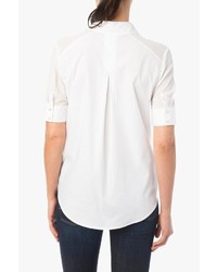 7 For All Mankind Short Sleeve Cuffed Button Down Shirt In Blanc De Blanc