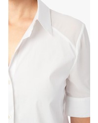 7 For All Mankind Short Sleeve Cuffed Button Down Shirt In Blanc De Blanc
