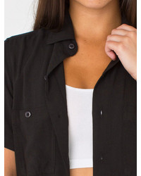 American Apparel Unisex Rayon Challis Short Sleeve Button Up Shirt