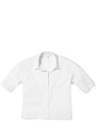 Calvin Klein Cotton Cropped Button Front 34 Sleeve Shirt