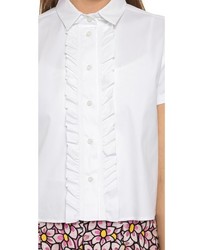 RED Valentino Cropped Ruffle Poplin Blouse