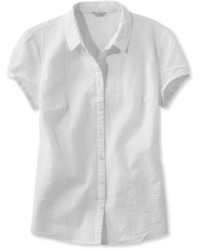 L.L. Bean Essential Seersucker Shirt Button Front Short Sleeve Stripe