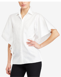 Lauren Ralph Lauren Flutter Sleeve Cotton Shirt