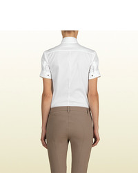 Gucci White Short Sleeve Shirt From Equestrian Collection