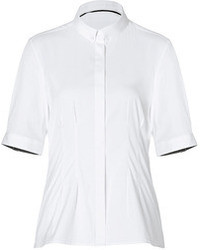 Burberry London Cotton Blend Pintuck Detail Shirt In White