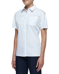 Jason Wu Short Sleeve Button Front Cotton Shirt