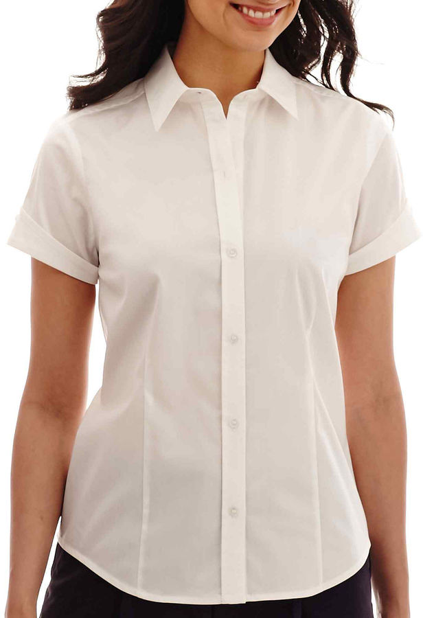 Liz Claiborne Short Sleeve Button Front Shirt, $36, jcpenney