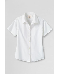 Lands' End Short Sleeve Woven Stretch Blouse