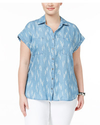 Style&co. Style Co Plus Size Short Sleeve Denim Shirt Created For Macys