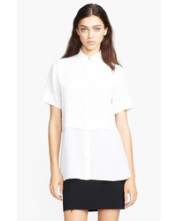 T by Alexander Wang Short Sleeve Silk Shirt White Medium