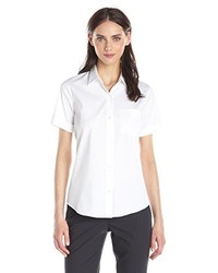Theory Uniform Luxe Cotton Short Sleeve Button Down Shirt
