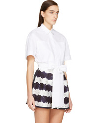 MSGM White Cropped Button Up Blouse