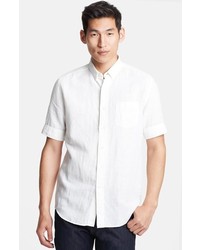 AMI Alexandre Mattiussi Short Sleeve Linen Cotton Shirt White 41