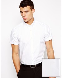 Asos Smart Shirt In Short Sleeve With Button Down Collar