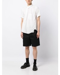 Black Comme Des Garçons Asymmetric Buttoned Short Sleeve Shirt