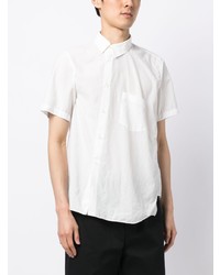 Black Comme Des Garçons Asymmetric Buttoned Short Sleeve Shirt