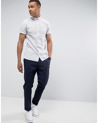Minimum Bellino Short Sleeve Shirt Microdot Buttondown Slim Fit In White
