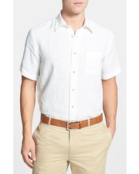 Benson Short Sleeve Linen Sport Shirt White Medium