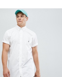 Polo Ralph Lauren Big Tall Short Sleeve Gart Dyed Shirt Player Logo In White