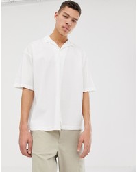 ASOS WHITE Boxy Shirt In White Shadow Stripe