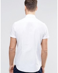 Asos Brand Regular Fit Shirt In White With Short Sleeves