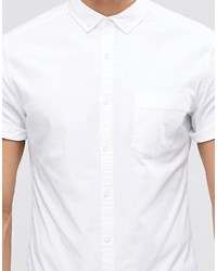 Asos Brand Skinny Oxford 2 Pack In White With Short Sleeves Save 13%