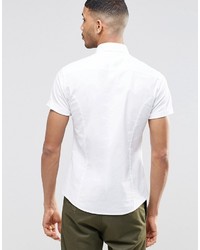 Asos Brand Skinny Oxford 2 Pack In White With Short Sleeves Save 13%