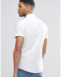 Asos Brand Skinny Oxford Shirt In Short Sleeves