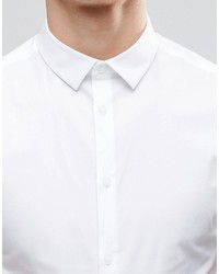 Asos Brand Skinny Shirt In White With Short Sleeves 2 Pack Save 15%