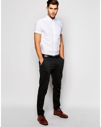 Asos Brand Smart Oxford Shirt In White With Short Sleeves