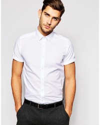 Asos Brand Smart Oxford Shirt In White With Short Sleeves