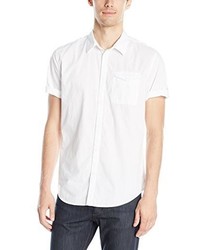 Calvin Klein Jeans Vertical Stripe Short Sleeve Button Down Shirt White