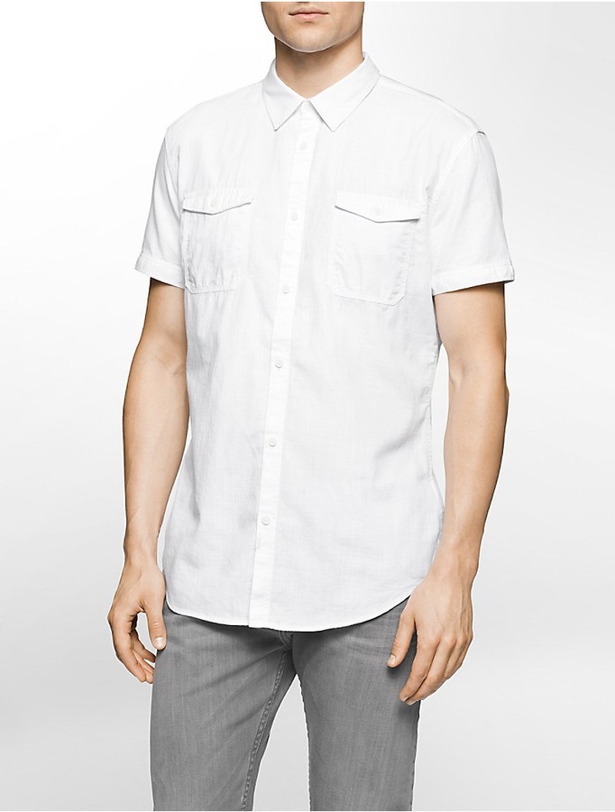 calvin klein slim fit short sleeve shirt