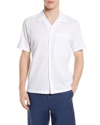 Ted Baker London Canon Short Sleeve Seersucker Button Up Camp Shirt In White At Nordstrom