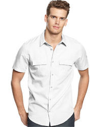 Calvin Klein Chambray Slub Linen Blend Shirt