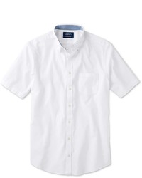 Charles Tyrwhitt Classic Fit White Short Sleeve Washed Oxford Shirt