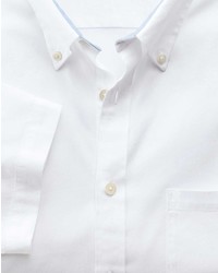Charles Tyrwhitt Classic Fit White Short Sleeve Washed Oxford Shirt