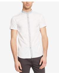 Kenneth Cole New York Contrast Mandarin Collar Short Sleeve Shirt