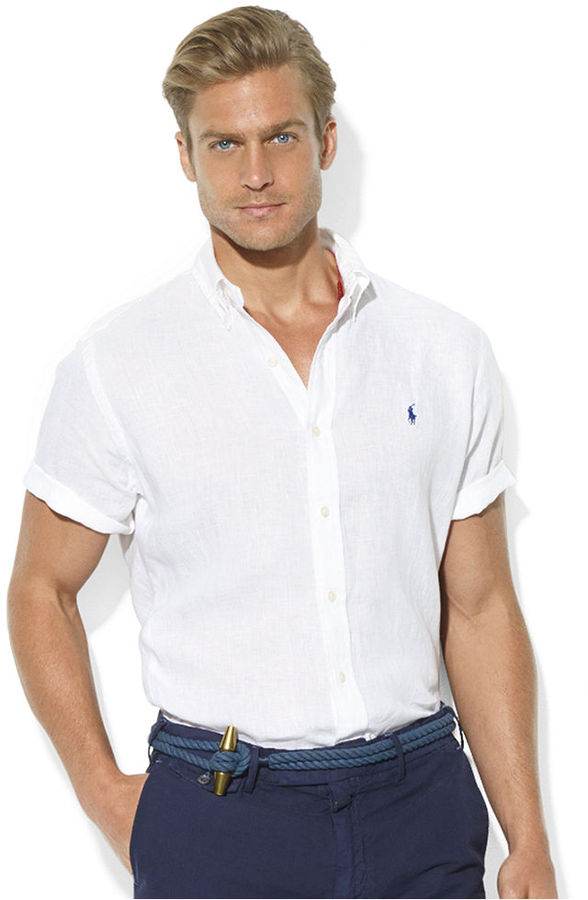 ralph lauren linen short sleeve shirt