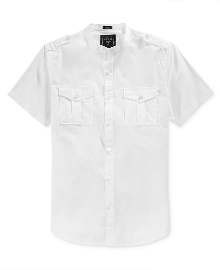 GUESS Dual Pocket Quinton Striped Short Sleeve Shirt, $59 | Macy's ...