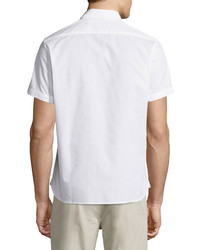 Neiman Marcus End On End Short Sleeve Shirt White