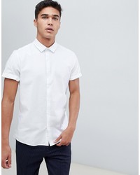 ASOS DESIGN Formal Slim Oxford Shirt In White With Short Sleeves